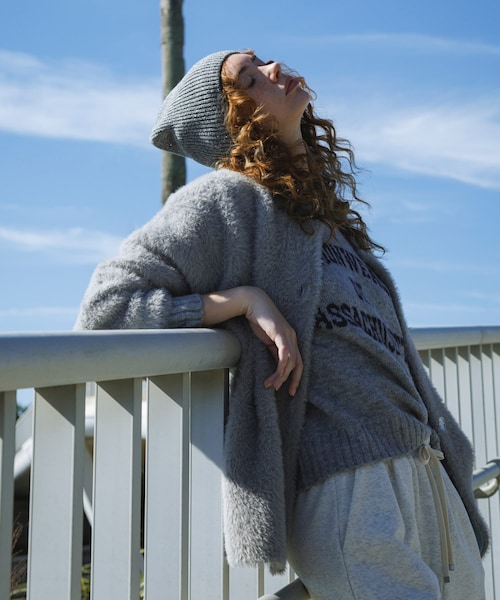 URBAN RESEARCH Sonny Label（アーバンリサーチサニーレーベル）の「ダブルフェイスバイカラーカーディガン（カーディガン/ボレロ・レディース・オフ/ベージュ/グレー・FREE）」の2枚目の写真