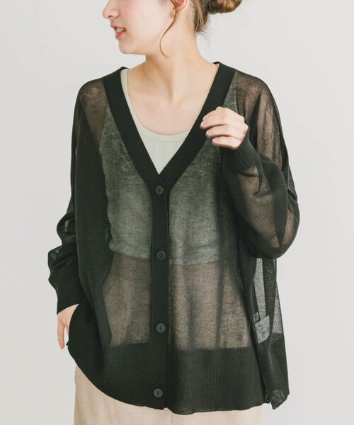 ITEMS URBANRESEARCH（アイテムズ アーバンリサーチ）の「シアーVネックニットカーディガン（カーディガン/ボレロ・レディース・GREGE/BLK/MNT/MOC・FREE）」の10枚目の写真