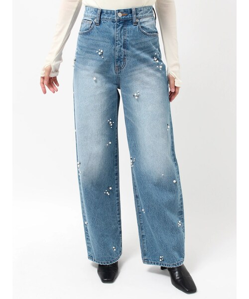 LAGUNAMOON（ラグナムーン）の「ビジューデニムパンツ（デニムパンツ・レディース・ブラック/アイスブルー・S/M）」の4枚目の写真