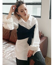 GYDA | ニットドッキングデザインシャツ(シャツ/ブラウス)