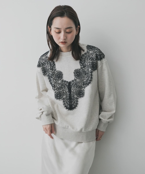 SENSE OF PLACE by URBAN RESEARCH（センスオブプレイスバイアーバンリサーチ）の「レースルーズスウェット（スウェット・レディース・GRAY/OATMEAL/CHARCOAL・One）」の3枚目の写真