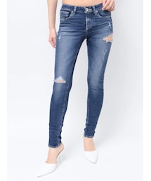 GYDA | ジャストウエストSIDE RIPPEDスキニーデニムパンツ(デニムパンツ)