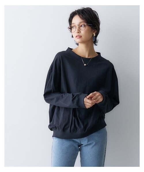 nissen（ニッセン）の「ＵＳＡコットン ゆるシルエットプルオーバー（毛玉防止・UVカット）＜大きいサイズ有＞（Tシャツ/カットソー・レディース・黒/ピンク/オフホワイト/青/ホワイト×黒ボーダー/グレイッシュブルー・L~LL相当/3L~4L相当/5L~6L相当/8L相当/10L相当）」の8枚目の写真