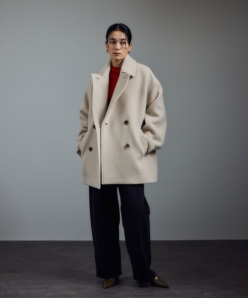 ADAM ET ROPE'(アダムエロペ)の「<追加>【WEB限定】MANTECOウールPコート(ピーコート・レディース・ブラウン/ベージュ系/ネイビー/オフホワイト・M/S)」の8枚目の写真