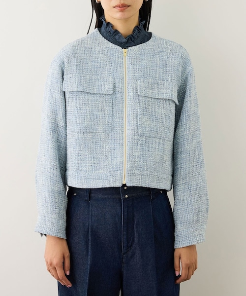 ROPE'（ロペ）の「ツイードノーカラージャケット（ノーカラージャケット・レディース・キナリ系/サックス・F）」の19枚目の写真