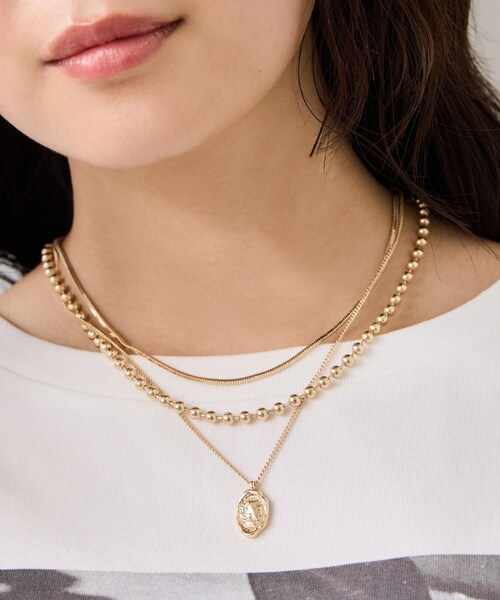 VIS（ビス）の「ダブルチェーンコインネックレス（ネックレス・レディース・ゴールド/シルバー・F）」の5枚目の写真