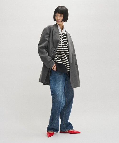 ADAM ET ROPE'（アダムエロペ）の「【サステナブル】・【オケージョン】ダブルブレストジャケット（テーラードジャケット・レディース・ブラック/グレー/オフホワイト・36/38）」の17枚目の写真