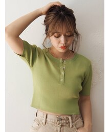 EVRIS | フロントヘンリーリブニットトップス(ニット/セーター)