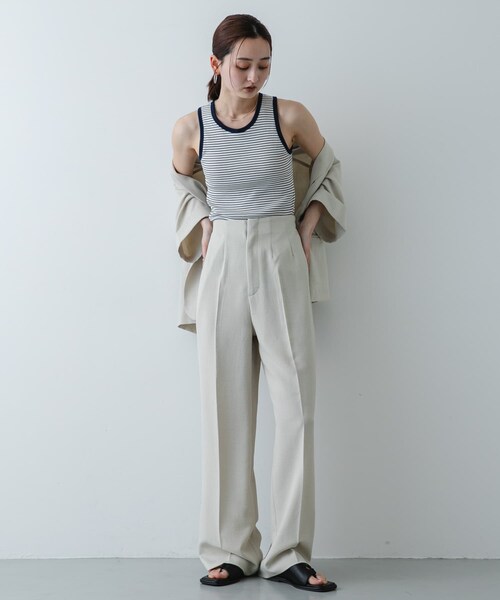 SENSE OF PLACE by URBAN RESEARCH（センスオブプレイスバイアーバンリサーチ）の「『別注』Healthknit×SENSE OF PLACE ボーダータンクトップ（タンクトップ・レディース・OF×NV×BE/SAX×BRN/LIME×BEG・One）」の9枚目の写真