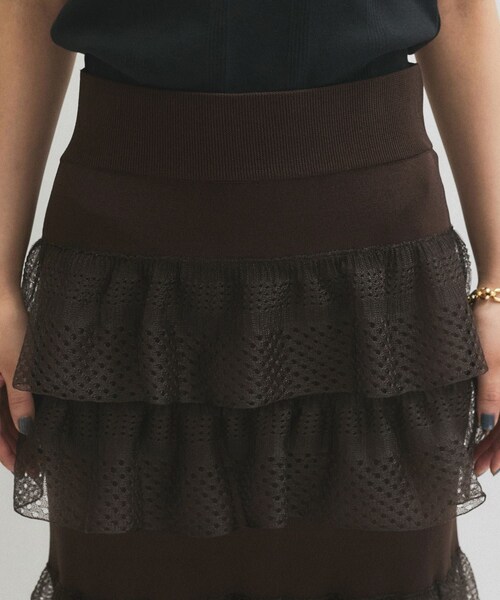 ADAM ET ROPE'（アダムエロペ）の「シアーフリルスカート（スカート・レディース・ブラック/ホワイト/ダークブラウン・F）」の21枚目の写真