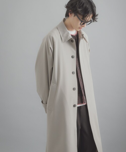 SENSE OF PLACE by URBAN RESEARCH(センスオブプレイスバイアーバンリサーチ)の「バルマカーンルーズコート(ステンカラーコート・メンズ・BEIGE/NAVY/BEG CHECK・M/L)」の6枚目の写真