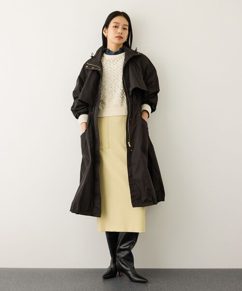 ROPE'(ロペ)の「【撥水】タフタフーデッドロング丈スプリングコート(マウンテンパーカー・レディース・ダークブラウン・F)」の15枚目の写真