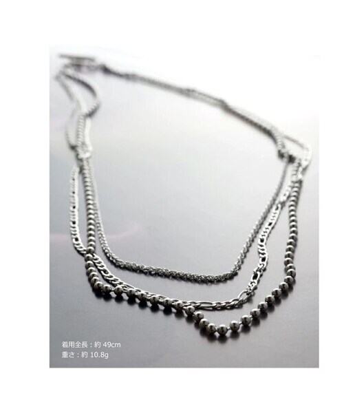 nissen（ニッセン）の「【R-days代官山】ステンレス ボールチェーン 3連 ネックレス（ネックレス・メンズ・シルバー・ワンサイズ）」の2枚目の写真