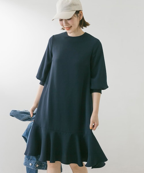 URBAN RESEARCH ROSSO（アーバンリサーチロッソ）の「F by ROSSO　ジョーゼット裾フレアワンピース∴（ワンピース・レディース・NAVY/L/GRAY/BEIGE・FREE）」の3枚目の写真