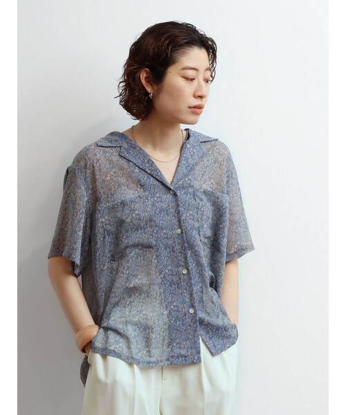 Ungrid（アングリッド）の「シアーフラワーハーフスリーブシャツ（シャツ/ブラウス・レディース・レッド/グリーン/ブルー・F）」の13枚目の写真