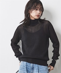 nissen | 大きいサイズ ハイネックシアーニットプルオーバー シックスタイル(ニット/セーター)