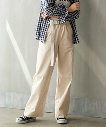 nissen | 大きいサイズすごのびストレッチツイルカーブワイドパンツ（ゆったりヒップ）(パンツ)