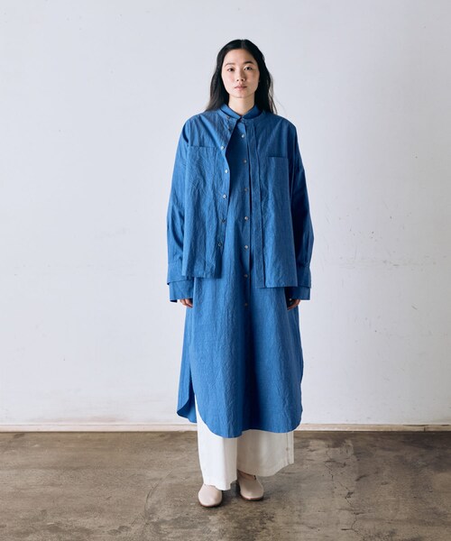 かぐれ（カグレ）の「ワイドシャツワンピース（ワンピース・レディース・BLUE/L/BEIGE・Free）」の3枚目の写真