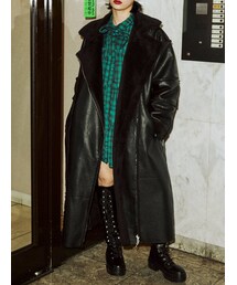 jouetie | エコムートンライダースロングコート(ムートンコート)