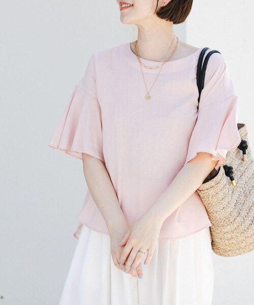 URBAN RESEARCH ROSSO（アーバンリサーチロッソ）の「F by ROSSO　リネンフレアスリーブブラウス（シャツ/ブラウス・レディース・BLUE/PINK/L/GRAY/BLACK・FREE）」の4枚目の写真