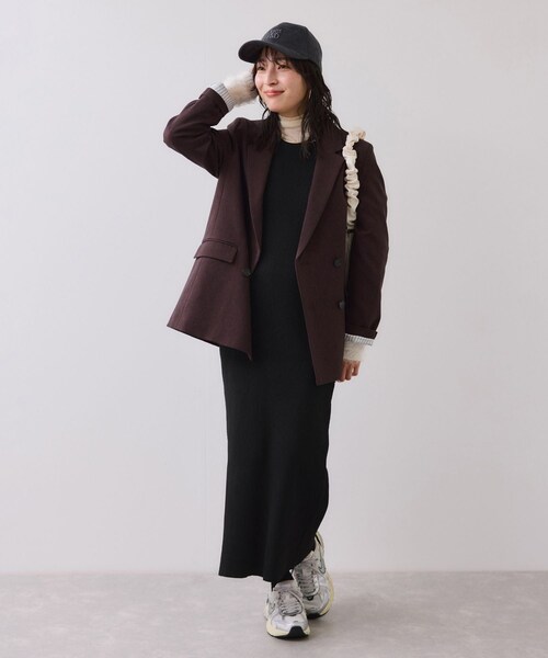 VIS（ビス）の「ねじりショートトップス付きロングニットワンピース/イージーケア（ワンピース・レディース・チャコール/キナリ/ベージュ・F）」の22枚目の写真