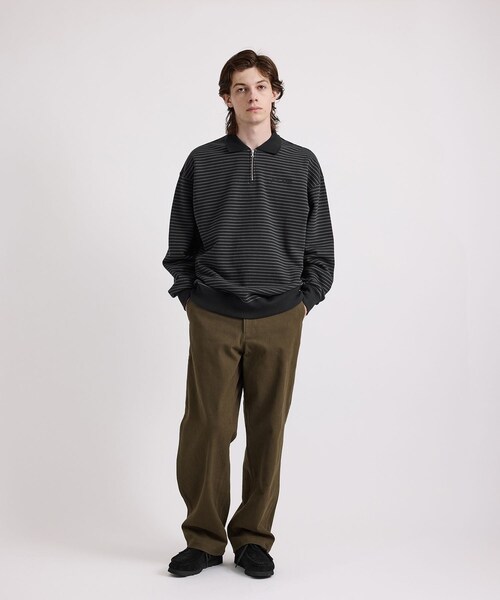 Saturdays NYC(サタデーズ ニューヨークシティ )の「Ryo Stripe Half Zip Polo Sweatshirt(スウェット・レディース・ブラック/ワイン・L/M/S/XL)」の20枚目の写真