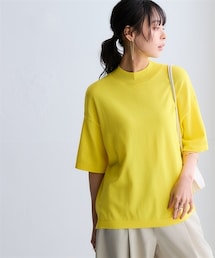 nissen | 【アイスクリーンプレミアム】ハイネック5分袖ニットトップス（持続冷感・接触冷感・毛玉になりにくい・UVカット・洗濯機で洗える・遮熱）＜大きいサイズ有＞(ニット/セーター)