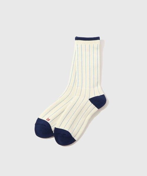 ADAM ET ROPE'（アダムエロペ）の「【HELLA GREEN/ヘラグリーン】Stripe Sox（ソックス/靴下・メンズ・グリーン/ネイビー・F）」の2枚目の写真