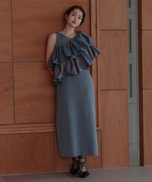 Callarus | 【結婚式・パーティー・オケージョンドレス】3WAY偏光タフタボレロ＋アシメデザインロング丈ワンピースドレス〔Callarus〕(ドレス)