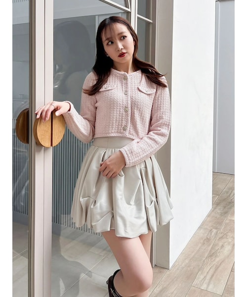 dazzlin（ダズリン）の「スプリングニットジャケット（ノーカラージャケット・レディース・アイボリー/ピンク/ブルー・F）」の7枚目の写真