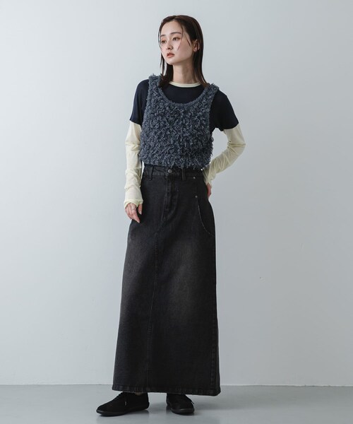 SENSE OF PLACE by URBAN RESEARCH（センスオブプレイスバイアーバンリサーチ）の「セミフレアデニムスカート（デニムスカート・レディース・BLACK/D.INDIGO・S/M）」の7枚目の写真