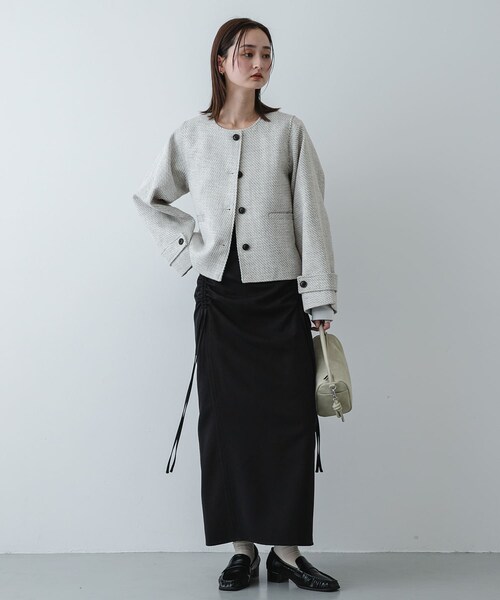 SENSE OF PLACE by URBAN RESEARCH（センスオブプレイスバイアーバンリサーチ）の「ツイードノーカラージャケット（ノーカラージャケット・レディース・WHT×BLK/BLK×WHT・One）」の19枚目の写真