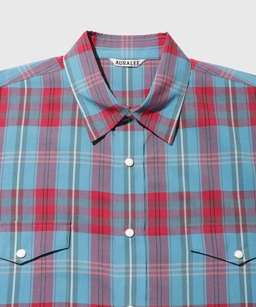 ADAM ET ROPE'(アダムエロペ)の「【AURALEE/オーラリー】HIGH TWIST COTTON SILK CHECK SHIRT(シャツ/ブラウス・メンズ・ブルー系/ピンク・3/4/5)」の8枚目の写真