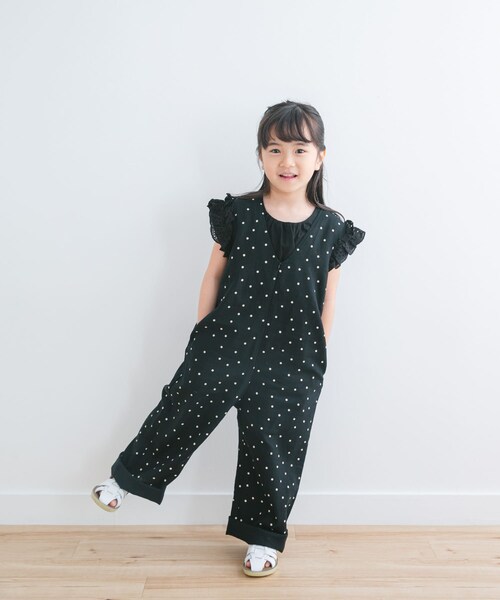 URBAN RESEARCH DOORS（アーバンリサーチドアーズ）の「『親子リンク』リネンレーヨンドットオールインワン(KIDS)（ワンピース・キッズ・NATURAL/BLACK・105/120/135）」の14枚目の写真