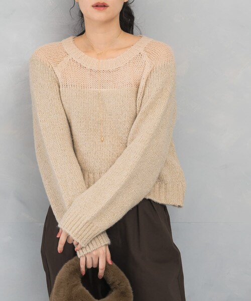 URBAN RESEARCH ROSSO（アーバンリサーチロッソ）の「『WEB限定』ドッキングラメニット（ニット/セーター・レディース・NAVY/PINK/BEIGE・FREE）」の7枚目の写真