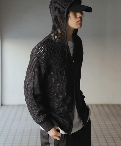 SENSE OF PLACE by URBAN RESEARCH（センスオブプレイスバイアーバンリサーチ）の「シアーメッシュフーディージップパーカー（パーカー・メンズ・BLACK/BROWN/GREIGE・M/L）」の5枚目の写真