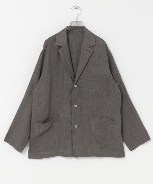 URBAN RESEARCH（アーバンリサーチ）の「YLEVE　LINEN POPLIN JACKET（テーラードジャケット・メンズ・011 SUMI/050 BROWN・3/4）」の6枚目の写真