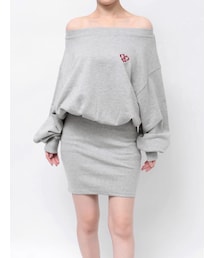 EVRIS | ワンポイントスウェットオフショルミニワンピース(ワンピース)