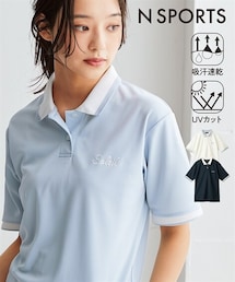 リブ衿刺しゅうポロシャツ（UVカット・吸汗速乾）＜大きいサイズ有＞