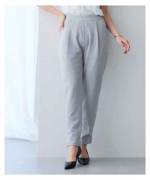 nissen（ニッセン）の「ツイルジャガードテーパードパンツ（セットアップ対応）＜大きいサイズ有＞（パンツ・レディース・グレー/ネイビー・M/L/LL/3L）」の3枚目の写真