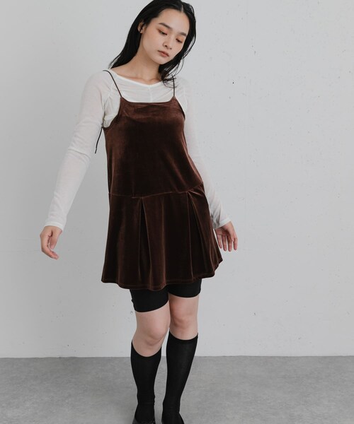 SENSE OF PLACE by URBAN RESEARCH(センスオブプレイスバイアーバンリサーチ)の「ベロアチュニックキャミソール(チュニック・レディース・BLACK/BROWN・One)」の9枚目の写真