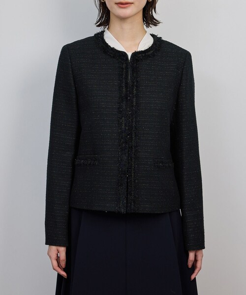 ROPE'(ロペ)の「ミックスツイードノーカラージャケット/セットアップ対応・25AW(ノーカラージャケット・レディース・ネイビー・36/38/40)」の14枚目の写真