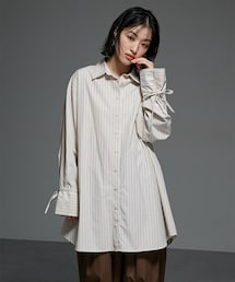 Soiunique | ゆったりサイズ配色ストライプシャツ ［Soiunique］(シャツ/ブラウス)