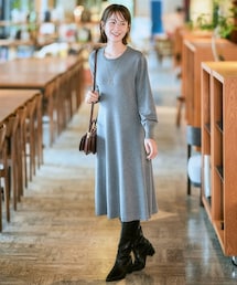 7days Life Styling | 【選べる２タイプ】フレアニットワンピース（乾燥機OK・ウォッシャブル・静電防止・毛玉になりにくい・　UVカット）＜大きいサイズ有＞(ワンピース)