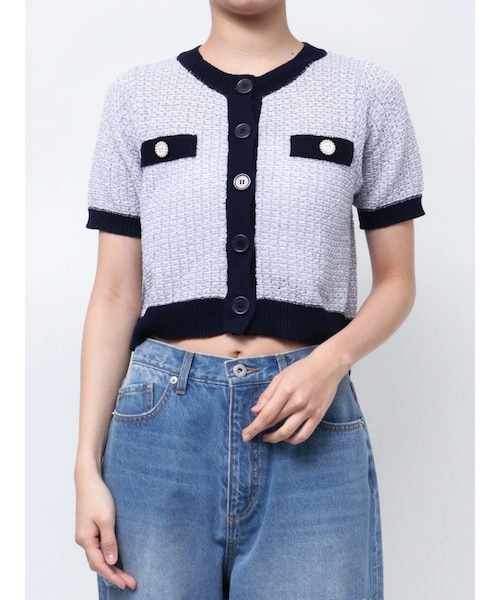 CALNAMUR（カルナムール）の「SUMMER TWEED KNIT CD/サマーツィードニットカーディガン（カーディガン/ボレロ・レディース・ブラック/レッド/ブルー・F）」の5枚目の写真