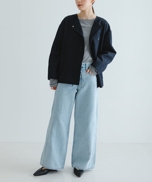 URBAN RESEARCH（アーバンリサーチ）の「ツイルノーカラーリバーコート（ノーカラージャケット・レディース・NAVY・FREE）」の8枚目の写真