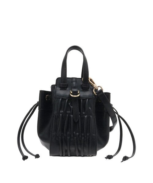 RESEXXY（リゼクシー）の「シャーリングコンパクトバッグ（ハンドバッグ・レディース・アイボリー/ブラック/ブラウン・F）」の2枚目の写真