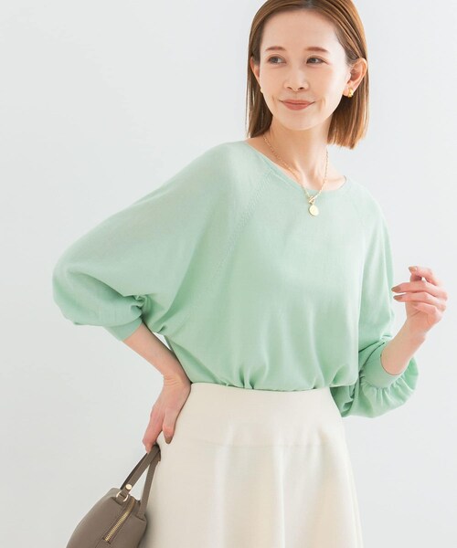 URBAN RESEARCH ROSSO（アーバンリサーチロッソ）の「ウォッシャブルシルク混ドルマンニット（ニット/セーター・レディース・ORANGE/OFF WHITE/L.MINT・FREE）」の18枚目の写真