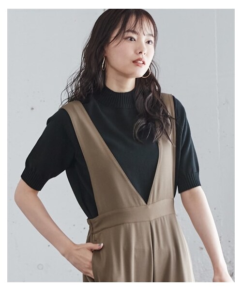 nissen（ニッセン）の「大きいサイズ ラクしてきれい見え！スマイルさんのための綿１００％ハイネックニットプルオーバー（ニット/セーター・レディース・ダークオレンジ/くすみブルー/モカブラウン/杢グレー/黒/パープル/ブルーグレー・L/LL/3L/4L/5L/6L/8L/10L）」の4枚目の写真