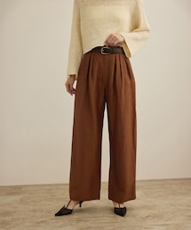 【洗える】ビスコースリネン スラブスリータックパンツ/一部セットアップ可能